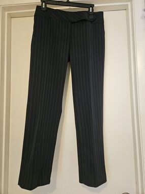 American City Wear Black Pinstripe Straight-Leg Women's Pants